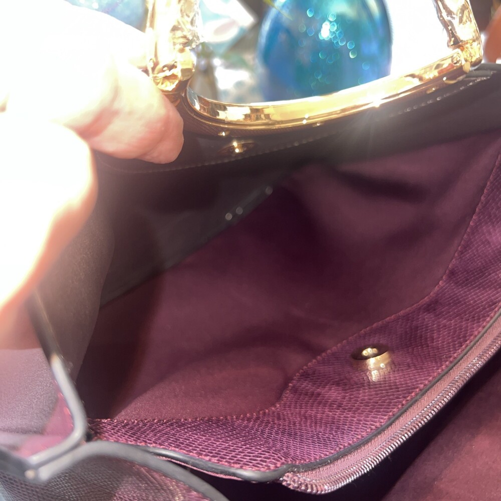Luella Grey London Hand/ Shoulder Bag Burgundy Gold Metal Handles NWOT (60top) - Picture 8 of 11
